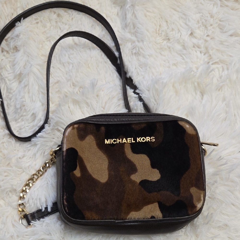 Michael Kors Brown Crossbody Bag with Camouflage Design